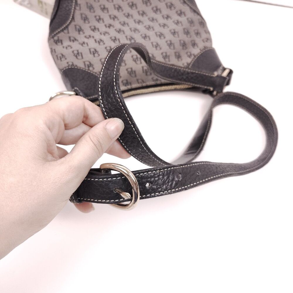 Vtg Dooney & Bourke Leather & Canvas All Weather Signature DB Logo W/ Charm Y2K - Picture 6 of 13
